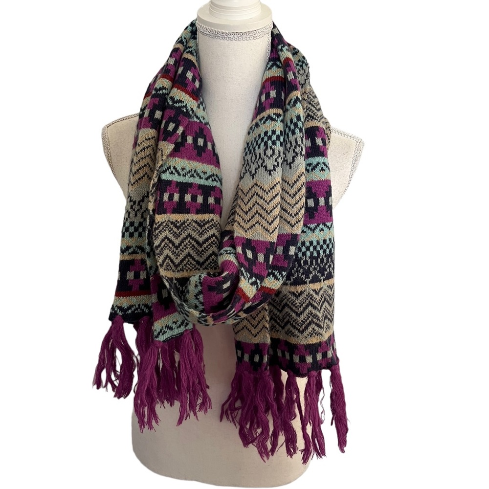 World Market Boho Aztec Fringe Warm Scarf